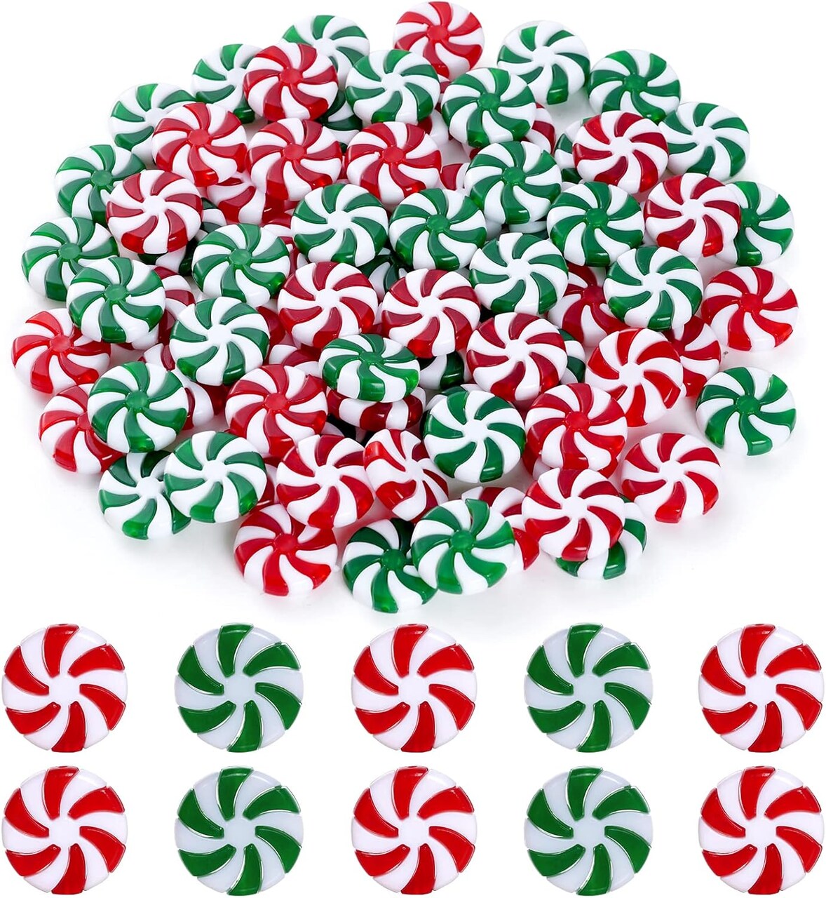 80Pcs Christmas Candy Cane Ornaments Red and White Candy Decorations Christmas Tree Hanging Peppermint Ornaments for Holiday Party Decoration DIY Crafts, 2.5cm